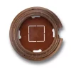 Accessoires*Fontini Socle, Garby, Simple avec trou, Hêtre vieilli, Interrupteur et prise, L10cm, H3cm -