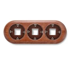 Socle, Garby, Triple horizontal, Hêtre couleur miel, Interrupteur et Prise, L25,5cm, H10cm - Fontini