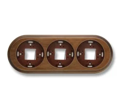 Socle, Garby, Triple, Hêtre vieilli, Interrupteur et prise, L25,5cm, H3cm - Fontini