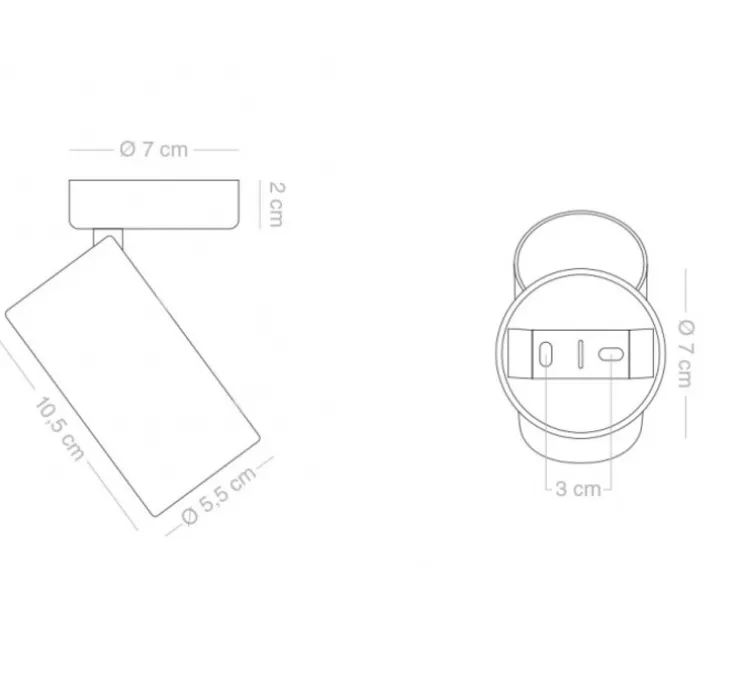 Spot, Ablette, noir, simple, Ø5,5cm, H12,5cm - Zangra