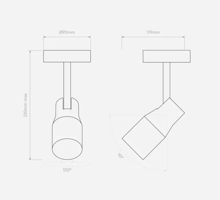 Plafonnier & Spot*Astro Spot, Apollo Single, , Ø9cm, H22cm - blanc