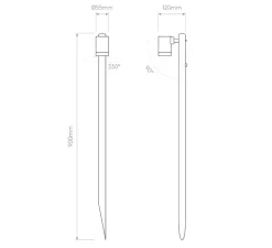 Plafonnier & Spot*Astro Spot, Bayville Spike 900, , IP66, LED, 3000K, 467lm, L5,5cm, H90cm - Lighting noir texturé