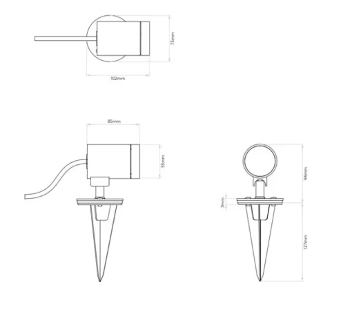 Spot, Bayville Spike, noir texturé, IP65, LED, 3000K, 467lm, L7cm, H9,4cm - Astro Lighting