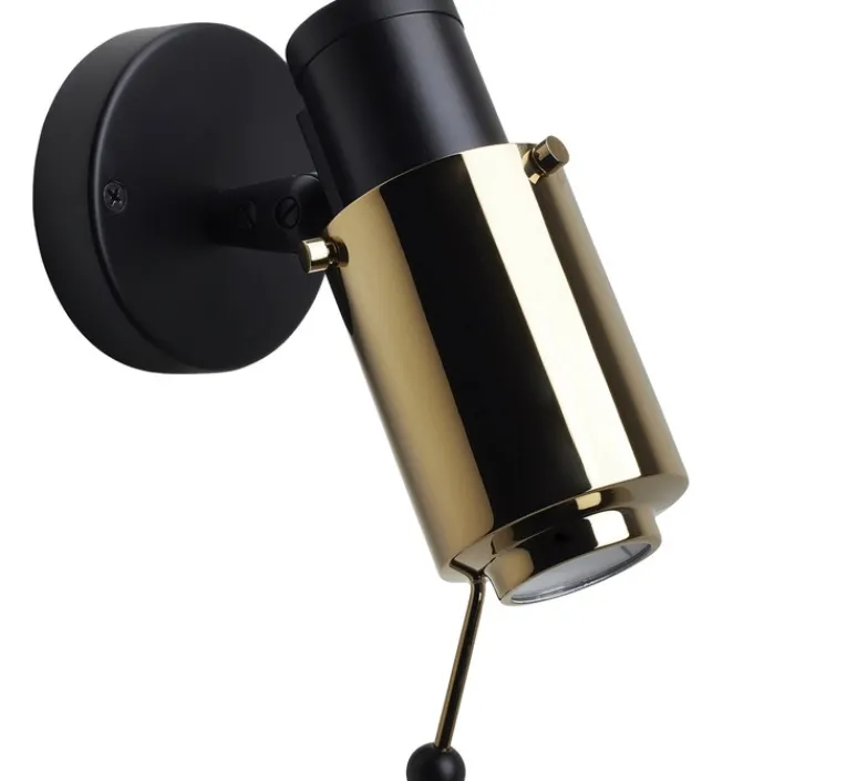 Plafonnier & Spot|Applique*DCW éditions Paris Spot, Biny LED, noir et or, sans interrupteur, dim, 2700K, 450lm, L6,5cm, H15,4cm - base noir, lens or