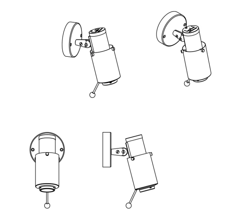 Plafonnier & Spot|Applique*DCW éditions Paris Spot, Biny LED, , sans interrupteur, 2700K, 450lm, L6,5cm, H15,4cm - noir