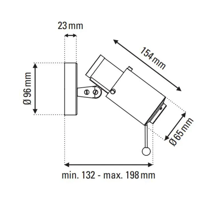 Plafonnier & Spot|Applique*DCW éditions Paris Spot, Biny LED, , sans interrupteur, 2700K, 450lm, L6,5cm, H15,4cm - noir