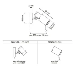 Plafonnier & Spot|Applique*DCW éditions Paris Spot, Biny spot LED, , avec interrupteur, 2700k, L6,5cm, H15,4cm - Dcw editions noir et or