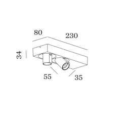 Plafonnier & Spot*Wever&Ducré Spot, Bliek Petit Surface 2.0, , LED, dim, 2700K, 980 lm, L23cm, H3,4cm - blanc