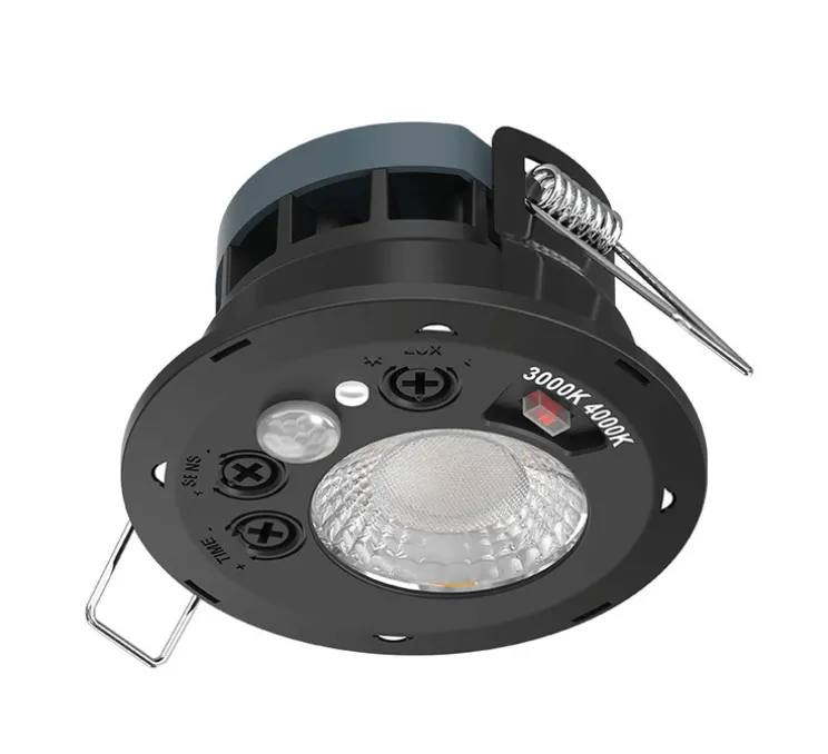 Spot détecteur, Draco pro, noir, IP65, LED, 3000K ou 4000K, 655-710lm, Ø6,75cm, H5,26cm - Solum