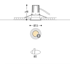 Plafonnier & Spot*DARK Spot encastrable, Atsjoem, , LED, dim, 2700k, 780 lm, Ø7,75cm, H9cm - noir