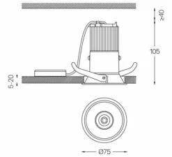 Spot encastrable, Beam, blanc, LED, dim, 3000K, 780 lm, Ø7,5cm, H15cm - O/M Light