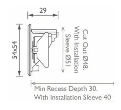 Spot encastrable, Cazalla, noir, IP66, LED, dim, 2700K, 187 lm, L5,4cm, H5,4cm - John Cullen