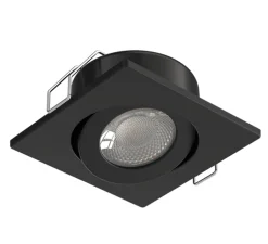 Spot encastrable, Coma, Noir, collerette carrée, IP65, LED, dim, 2700-4000K, 635-725 lm, Ø8,95cm, H4,1cm - Solum