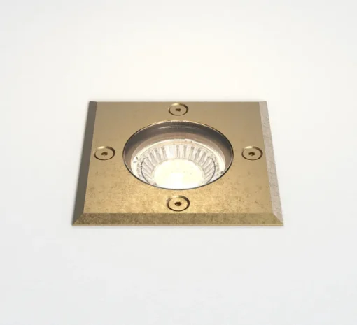 Spot encastrable de sol, Gramos Square, laiton massif, IP65, L10,5cm, P11,2cm - Astro