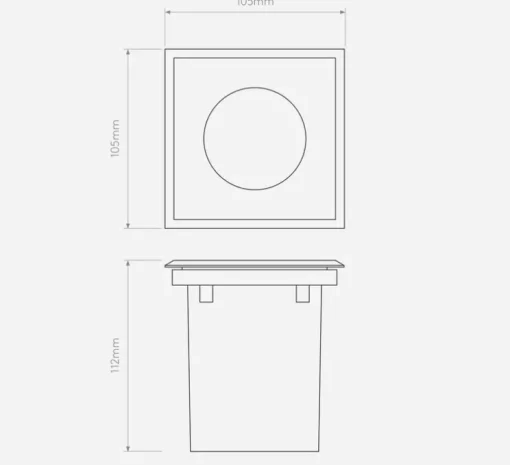 Spot encastrable de sol, Gramos Square, laiton massif, IP65, L10,5cm, P11,2cm - Astro