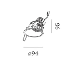 Plafonnier & Spot*Wever&Ducré Spot encastrable, Deep Asym 1.0, , LED, dim, 3000K, 435 à 585 lm, Ø9,4cm, H9,5cm - noir mat