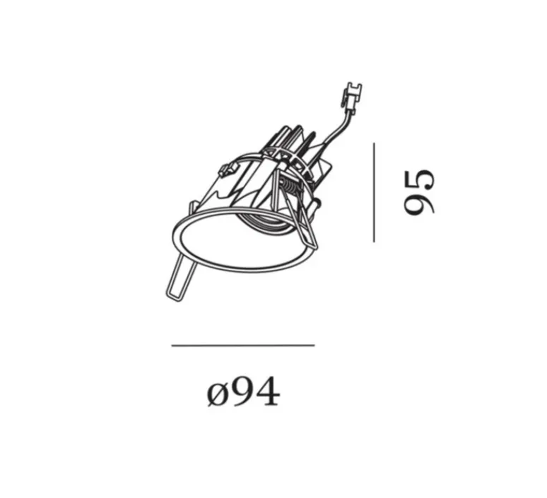 Plafonnier & Spot*Wever&Ducré Spot encastrable, Deep Asym 1.0, , LED, dim, 3000K, 435 à 585 lm, Ø9,4cm, H9,5cm - noir mat