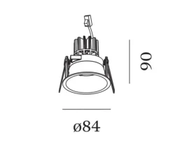 Plafonnier & Spot*Wever&Ducré Spot encastrable, Deeper 1.0, , IP44, LED, dim, 3000K, 480 à 645 lm, Ø8,4cm, H9cm - noir mat