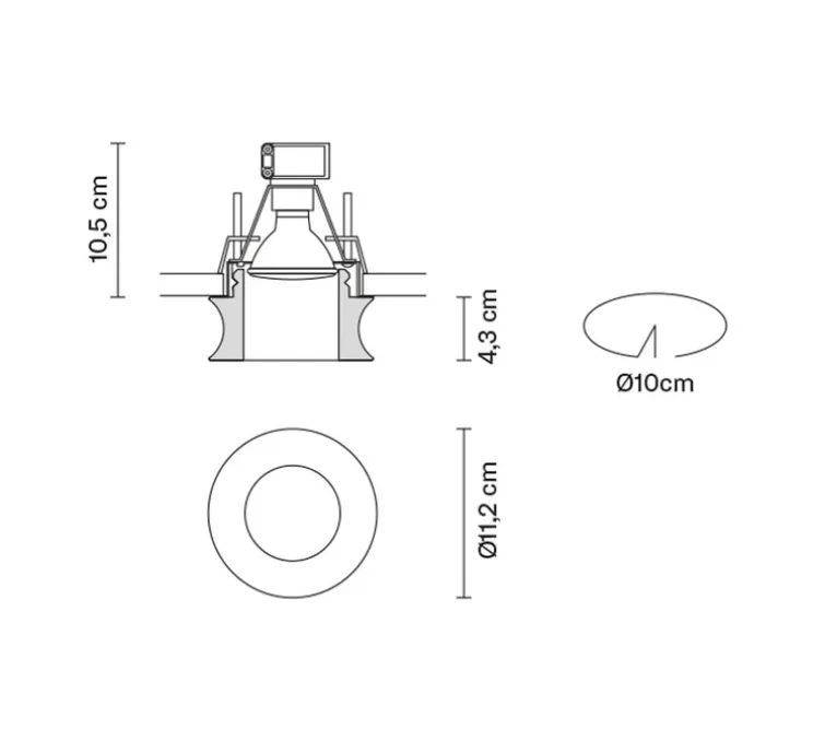 Spot encastrable, Faretti D27 Eli, blanc, LED, Ø11,2cm, H4,4cm - Fabbian