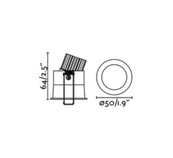 Plafonnier & Spot*Faro Spot encastrable, Fox 50, , LED, 2700K, 500lm, 25°, Ø5cm, H6,4cm - noir