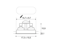 Plafonnier & Spot*SLV Spot encastrable, Horn double, , L17,5cm, H11cm - blanc