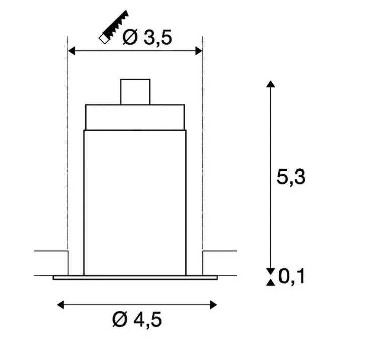 Spot encastrable, Horn Mini, noir, LED, 3000K, 70 lm Ø4,5cm, H5.4cm - SLV