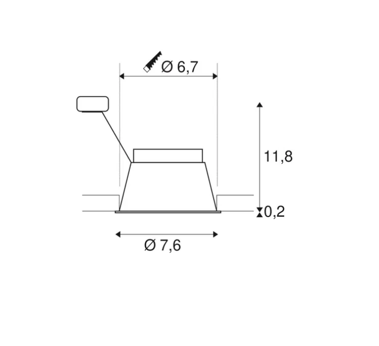 Spot encastrable, Horn, noir, IP44, Ø7,6cm, H12cm - SLV