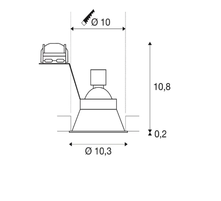 Plafonnier & Spot*SLV Spot encastrable, Horn-O, , IP21, Ø10,3cm, H11cm - noir mat