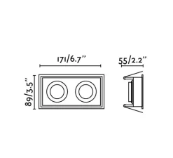 Spot encastrable, Hyde double IP44, noir, L17,1cm, H5,5cm - Faro