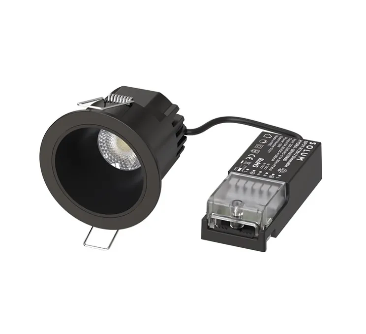 Spot encastrable, Hydra Basse Luminance, noir, réflecteur noir, IP65, LED, dim, 2700, 3000 ou 4000K, 545-730 lm, Ø8cm, H8,5cm - Solum