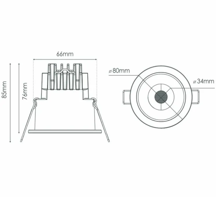 Spot encastrable, Hydra Basse Luminance, noir, réflecteur noir, IP65, LED, dim, 2700, 3000 ou 4000K, 545-730 lm, Ø8cm, H8,5cm - Solum