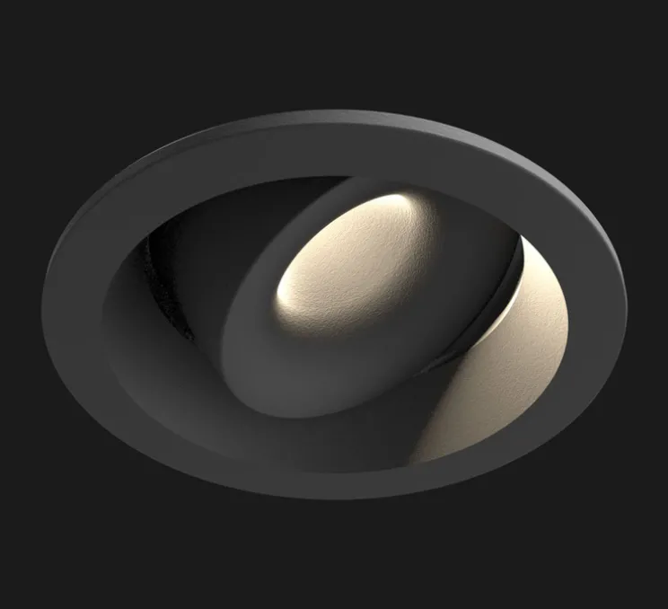 Spot encastrable, Juno Mix Round Deep, noir mat, LED, dim, 2700K, 458 lm, Ø6cm, H3,8cm - Doxis