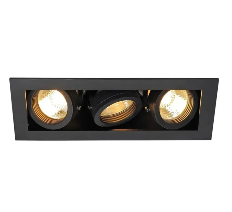 Spot encastrable, Kadux Triple, noir, L21cm, H13cm - Slv