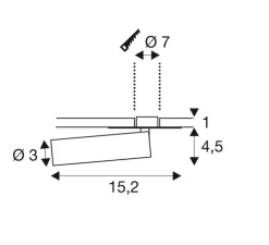Spot encastrable, Karpo, noir et or, LED, 3000K, 450 lm, L15,2cm, H5,5cm - SLV