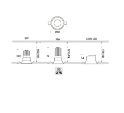 Plafonnier & Spot*ONOK Spot encastrable, Kono 1, , Ø8cm, H15,3cm - blanc