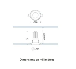 Plafonnier & Spot*ONOK Spot encastrable, Kono 1, , IP54, LED, 3000K, 1000 lm, Ø8cm, H12,4cm - noir