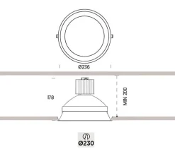 Spot encastrable, Kono Plus, blanc, LED, 3000k, 2500lm, Ø23cm, H17,8cm - Onok