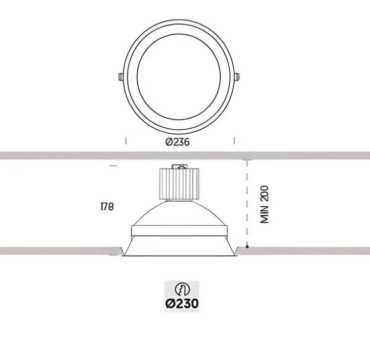 Spot encastrable, Kono Plus, blanc, LED, 3000k, 2500lm, Ø23cm, H17,8cm - Onok