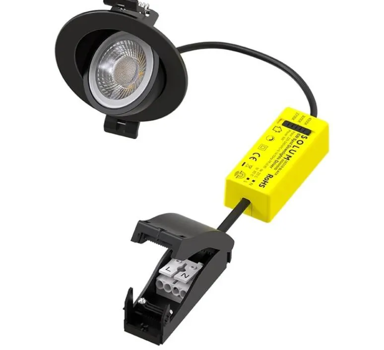 Plafonnier & Spot*Solum Spot encastrable, Lecco, , IP65, LED, dim, 2700-3000-4000K, 662-724 lm, Ø8cm, H3,2cm - noir