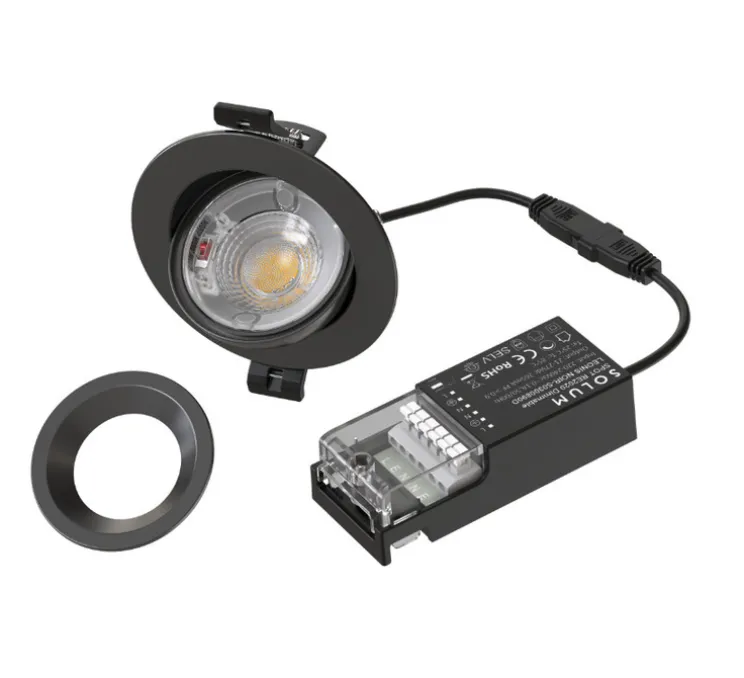 Spot encastrable, Leonis, noir, IP65, LED, dim, 2700-3000-4000K, 850-940 lm, Ø9,56cm, H3,3cm - Solum