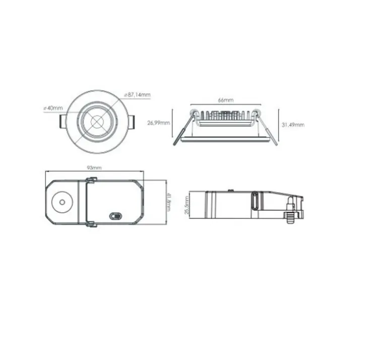 Spot encastrable, Libra, blanc, Orientable, IP65, LED, dim, 2700-4000K, 500-550 lm, Ø8,71cm, H3,15cm - Solum