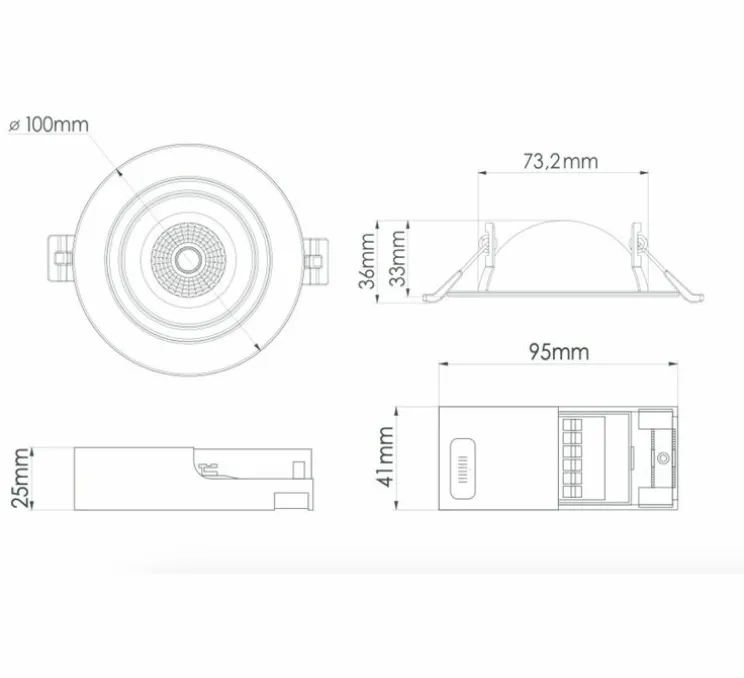 Spot encastrable, Léo orientable, noir, IP65, LED, dim, 2700, 3000 ou 4000K, 650-690 lm, Ø10cm, H3,6cm - Solum