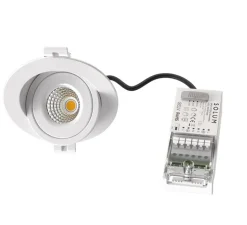 Plafonnier & Spot*Solum Spot encastrable, Léo orientable, , IP65, LED, dim, 2700, 3000 ou 4000K, 650-690 lm, Ø10cm, H3,6cm - blanc