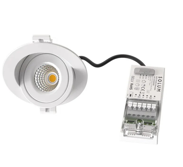 Plafonnier & Spot*Solum Spot encastrable, Léo orientable, , IP65, LED, dim, 2700, 3000 ou 4000K, 650-690 lm, Ø10cm, H3,6cm - blanc