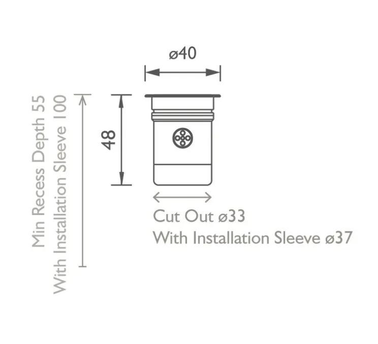 Spot encastrable, Lucca 40 medium, noir, IP67, 2700K, 135lm, Ø4cm, H4,8cm - John Cullen