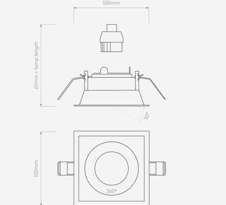 Plafonnier & Spot*Astro Spot encastrable, Minima Slimline Square Adjustable Fire-Rated, , L10cm, H6,1cm - noir