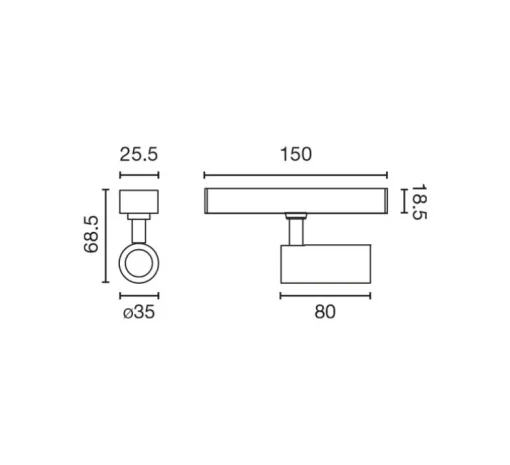 Spot encastrable, Neso Slim Hole, noir mat, LED, 40°, 2700K, 335 lm, dim., CASAMBI, L2,55cm, H6,85cm - Faro