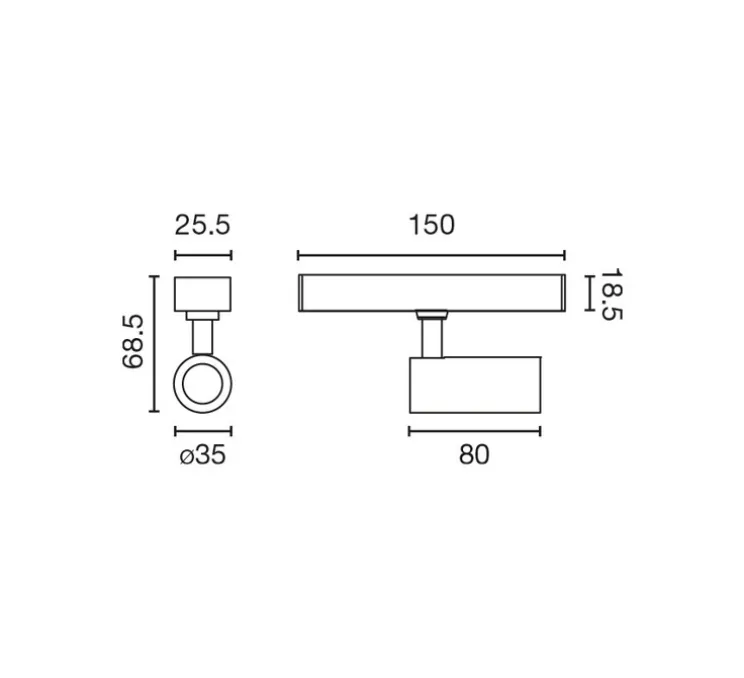 Spot encastrable, Neso Slim Hole, noir mat, LED, 40°, 2700K, 335 lm, dim., CASAMBI, L2,55cm, H6,85cm - Faro