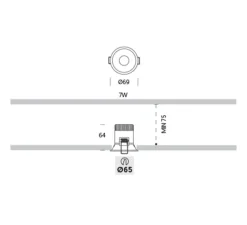 Plafonnier & Spot*ONOK Spot encastrable, Optik 1, variable DALI, , LED, 3000K, 766lm, Ø6,9cm, H6,4cm - blanc