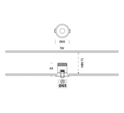 Plafonnier & Spot*ONOK Spot encastrable, Optik 1, variable DALI, , IP55, LED, 3000K, 766lm, Ø6,9cm, H6,4cm - blanc